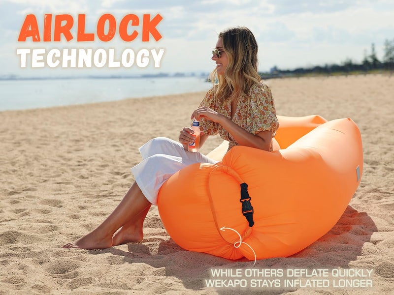 WEKAPO Inflatable Couch Air Lounger Chair - Camping & Beach Accessories, Portable Blow up Sofa for Hiking, Lawn, Indoor/Outdoor Movies & Music Festivals. Lightweight and Easy to Set Up Air Hammock - Image 5